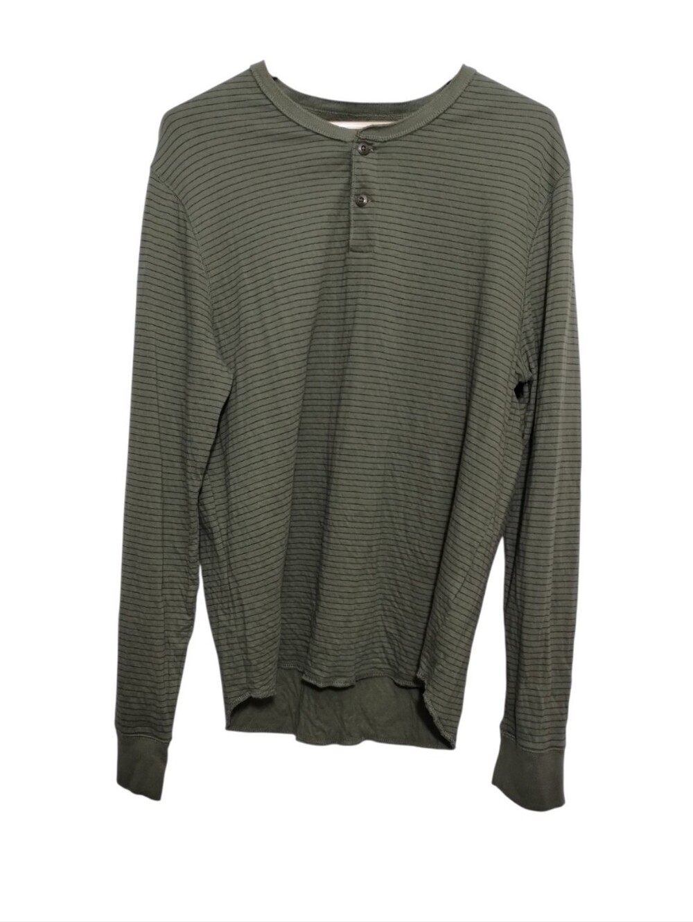 Madewell Duofold Long Sleeve Henley Shirt Men's XL In Capers Feeder Stripe